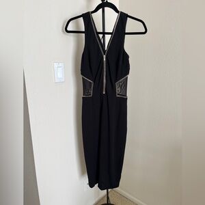 bebe - sexy cutout dress with front zipper (black, size small)